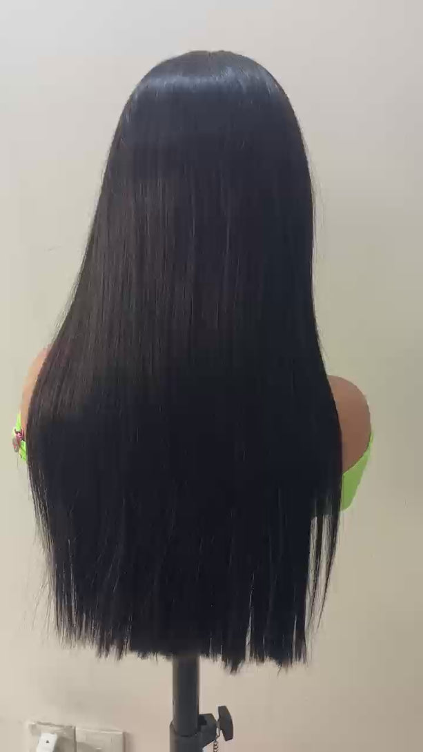 Premium Grade Wear Go Bone Straight Bob Wig with 4x4 Lace – Double Drawn, Ultra-Sleek 100% Human Hair shown in full rotation view.